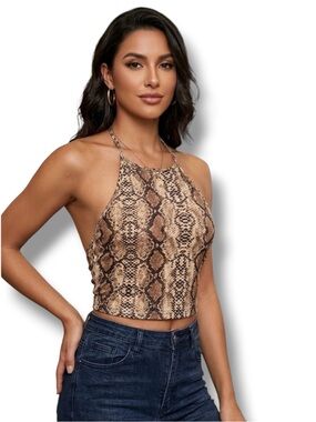 SHEIN Snake Print Halter Top Size Medium 🍭